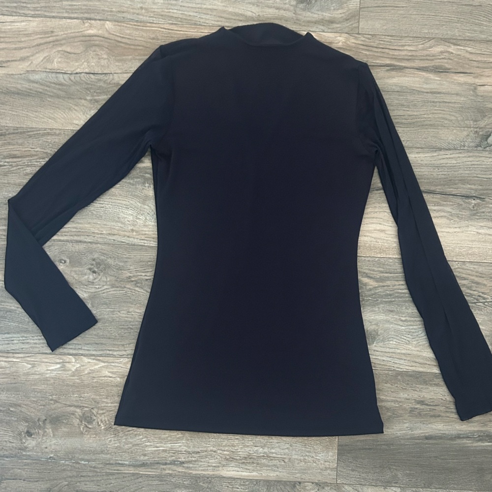 Inc international concepts INC navy blue sheer long sleeve v neck shirt medium - Picture 2 of 4